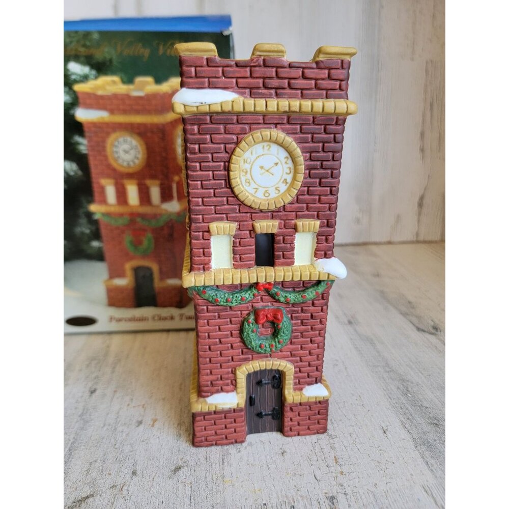 Heartland valley porcelain clock Tower vintage Village accessory‎ Xmas